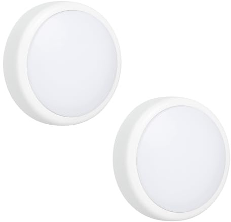 Marco Paul 2 Pack LED Battery Operated Push Lights - Twin Set for Cupboards, Wardrobes, Stairs and Dark Corners - Cordless Stick On Press Switch Lamps, Easy Installation, Portable Indoor Lighting