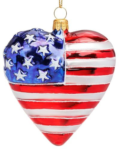 SIKORA American Heart besondere Weihnachtskugel Glas Weihnachtsmann Christbaumschmuck Deko Figur Weihnachten Anhänger Ornament - Premium Line - BS838