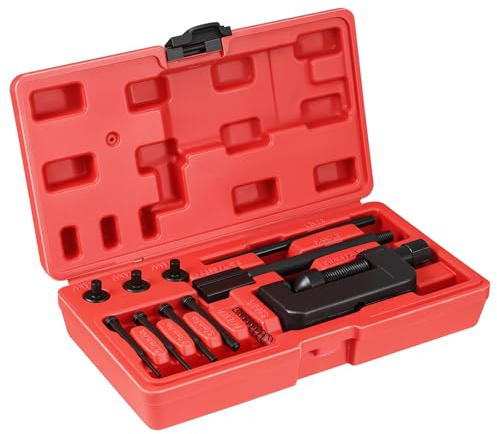 Coptiner 13PCS Motorcycle Chain Breaker & Riveter - Premium Carbon Steel, 3 Pin Sizes (2.2/2.9/3.8mm) + Pin Guides & Case, Fits #25-#630 Chains for Motorcycles, Bicycles, ATV