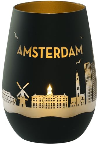 Goodtimes Windlicht Amsterdam Skyline (Schwarz & Gold)