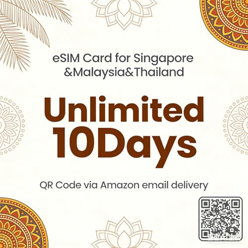 esim Singapore Malaysia Thailand Unbegrenzt Daten 10 Tage Prepaid Karte Datenpaket 4G/5G Prepaid Reise-eSIM für SMT Länder Sofortige QR-Code Lieferung Kein physisches SIM erforderlich iOS Android