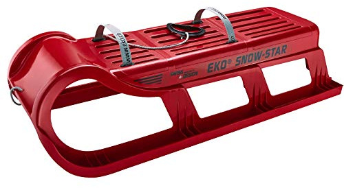 EKO Snow-Star 100 rot – Robuster Markenschlitten aus HD-PE mit Edelstahlkufen | 100 cm Rodel für 2 Personen | Leicht, wendig & kältebeständig bis –50 °C