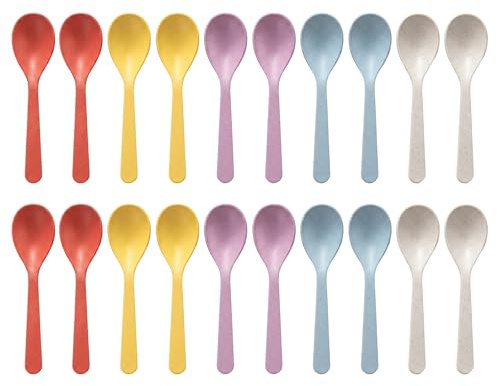 BEELUKY 20 Pezzi Cucchiaini Plastica Colorato 14cm Cucchiai Plastica Riutilizzabili Cucchiai per Uova Cucchiaini da Caffè per Gelato Dessert Marmellate Yogurt Latte Caffè