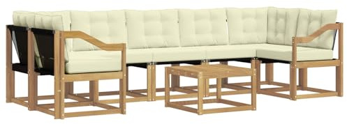 vidaXL Outdoor-Sofagarnitur mit Kissen 8 pcs Weiß und Creme, Akazienholz Garten Sofa Set, modernes Möbel, langlebige Terrasse Sitzgelegenheiten, Entspannung für deinen Hinterhof
