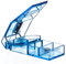 Tablettenteiler mit Stahlklinge und 2 Tablettenfächern für den Transport - modernes blau transparentes Design