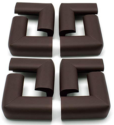 AKORD Pack of 8 Baby Safety Corner Protectors for Desk Table Furniture, Dark Brown