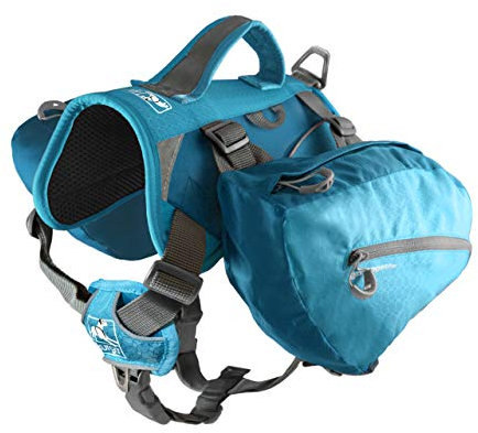 Kurgo Sac à Dos pour Chien Baxter, Sacoche de Harnais pour Chien avec 2 Poches latérales pour la randonnée, Convient aux Chiens de 23 à 50 kg (L), Bleu