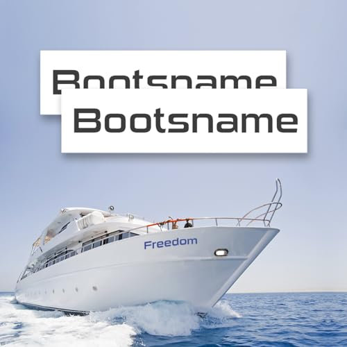Motoking Bootsnamen - Ihr Wunschname als Aufkleber für Ihr Boot - Wähle Farbe & Größe - Schwarz Seidenmatt - Breite: 50 cm