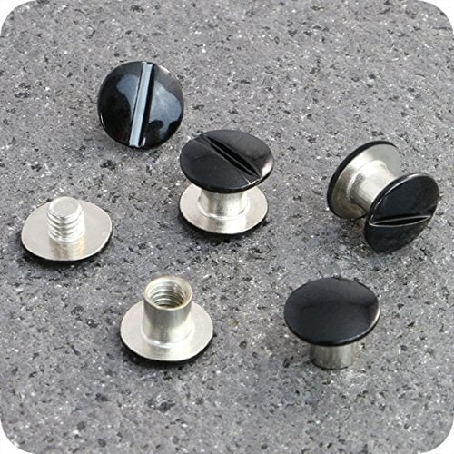 Telliswelt 10 Qualitäts Gürtelschrauben schwarz Buchschraube 5 mm Schraubniete