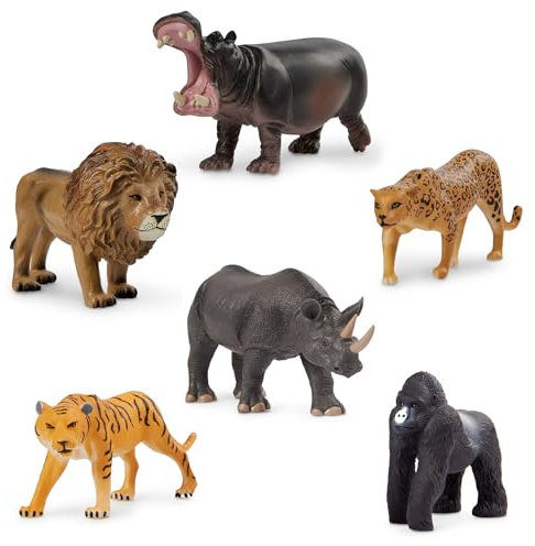 Terra by Battat 6 Wildtiere Figuren – Gorilla, Löwe, Tiger, Nilpferd, Jaguar, Nashorn – Realistische Tierfiguren Set, Kinder Spielzeug ab 3 Jahre