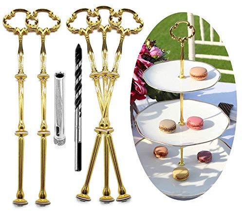 Anyasen etageren stangen Set Gold Etagere bausatz Etagere etagen etageren stäbe Etagere bausatz Stange für Etagere metallstangen für Etagere (Blume, Gold, 5 Pack)