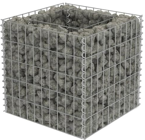 vidaXL Gabion Raised Bed-50x50x50cm Silver Galvanised Steel-Robiust Structure-Sturdy Flower/Plant Bed Border for Patio or Garden