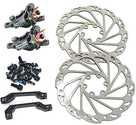 Juin Tech R1 Hydraulic Road CX Disc Brake set 160mm with Rotor, Front and Rear, Gray, JT1905