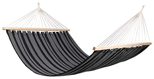 LINDER LEX Hängematte mit Holzrahmen 200 x 150 cm, Farbe:Schwarz/Anthrazit