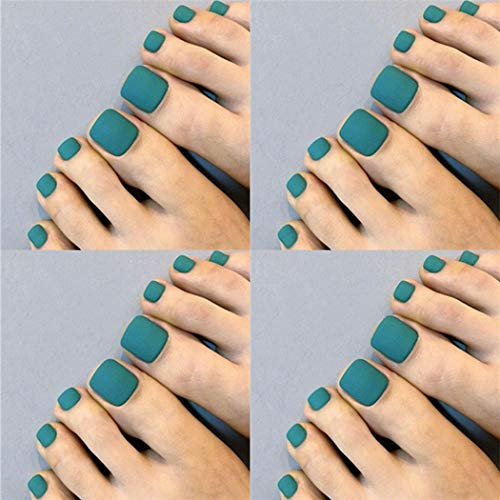 Yienate Lot de 24 faux ongles pour orteils chic Bleu clair givré