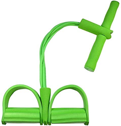 Popoti Foot Pedal Exercise Band, Sit Up Bodybuilding Expander Rally Elastic Rope 4-Tube Pull Rope Fitness Accessories for Abdomen Waist Arm Training Resistance Band (Green)