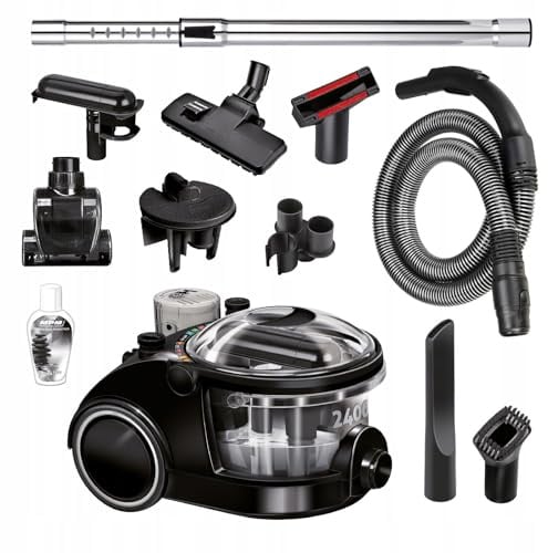 MPM - MOD-47 - Staubsauger mit Bora-Wasserfilter und Luftreiniger - für Allergiker - gegen Milben, Tierhaare - Nass- und Trockensauger, Bodenreiniger - Beutellos - 2400 W - Schwarz