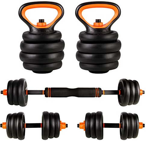 CCLIFE manubri regolabili palestra 2 Set, set di pesi professionale 20/25/30/40kg con manubri corti e barra lunga collegata con tubo in acciaio