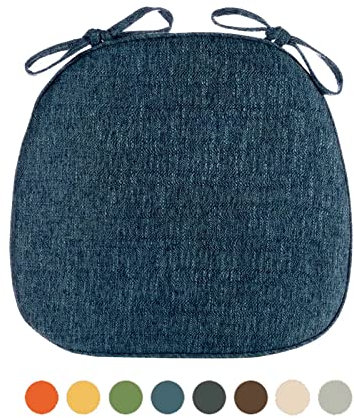 Yadlan Sitzkissen Gartenstuhl 4er Set, Stuhlkissen 40X40 mit Bändern, Sitzpolster Stuhl Trapez, Waschbar Stuhl Kissen mit Abnehmbarem Bezug, Sanft Thick Kissens Blau