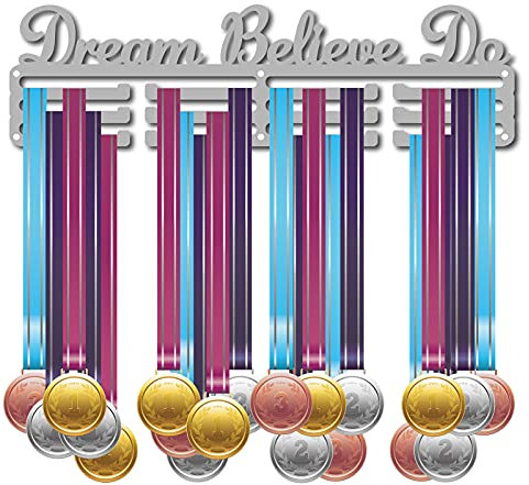 CREATCABIN Medaillenhalter Display Kleiderbügel Rack Sports Awards Metall Lanyard Halter Rack Robuste Wandmontage Dream Believe Do Sportler Champions Player Gymnastics Über 60 Medaillen 15.7x4.4 Zoll