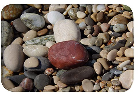 A.Monamour rutschfest Saugfähig Waschbar Badematte Steine Kieselsteine Am Strand Weich Flanell Badezimmerteppich Badteppich Badvorleger Badewanne Dusche Duschvorleger
