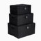 Innoteck Essentials Wicker Woven Storage Baskets Hamper Box with Lid Set of 3 - Decorative Kitchen Bathroom Hamper - Portable Basket with Handle - Ideal for Home/Office & Gifts Hamper (Black)