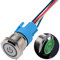 JIQI 22mm Selbstsperrend Metall Druckschalter 12V bis 24V 5A Latching EIN/AUS Schalter mit grünem LED Symbol IP66 1NO1NC Rastende wasserdichte vorverdrahte Drucktastenschalter für Boot LKW RV Auto