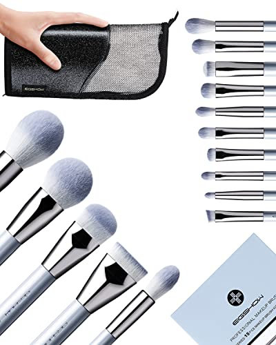 Eigshow Lot de 15 pinceaux de maquillage professionnels pour fond de teint, poudre, anti-cernes, ombres à paupières, maquillage pour les yeux, le visage, la crème liquide, les cosmétiques (Bleu bébé)