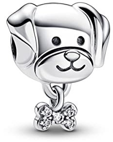 PANDORA Hund & Knochen Charm aus Sterling Silber mit Zirkonia - Kompatibel mit PANDORA Moments Armbänder