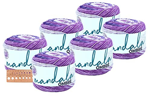Lion Brand Yarn - Mandala Ombre – 6 Stück mit Nadellehre (Chi)