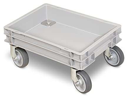 BRB Rollkasten für 400x300mm Eurobehälter, graue Gummiräder, TRG 100 kg, grau