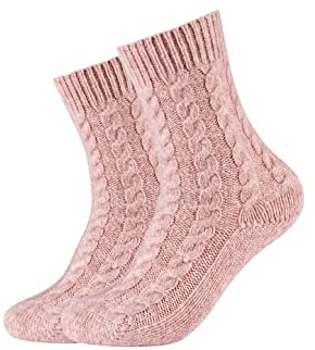 Camano Damen Kuschelsocken Flauschig Warm Damen Zopfmuster Norweger Winter 2er Pack