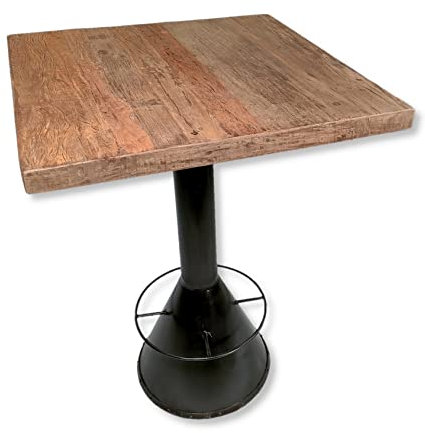 DARO DEKO Recycling Holz und Metall Stehtisch braun schwarz 80 x 106cm Bartisch Bistrotisch Bar Kneipen-Tisch Küche