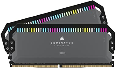 Corsair Dominator Platinum RGB DDR5 RAM 64GB (2x32GB) 5200MHz CL40 AMD EXPO iCUE Kompatibel Computer Speicher - Grau (CMT64GX5M2B5200Z40K)