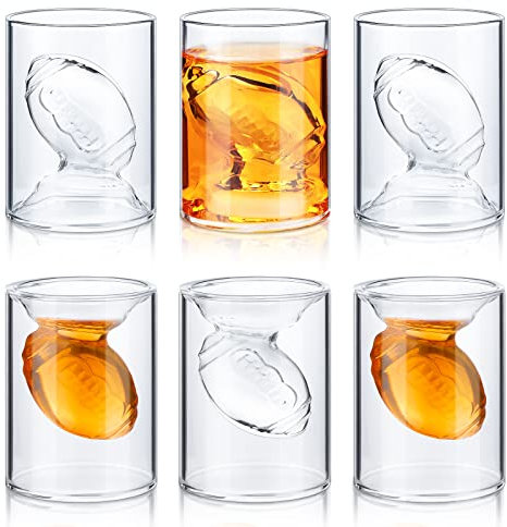 Set mit 6 Schnapsgläsern für Fußball, wendbar, transparent, Fußball-Fan, Schnapsbecher, Fußballgläser, Fußballbecher, Fußballliebhaber, Geschenke für Männer, Sport, Fußball, Party, Wein, 6 Stück