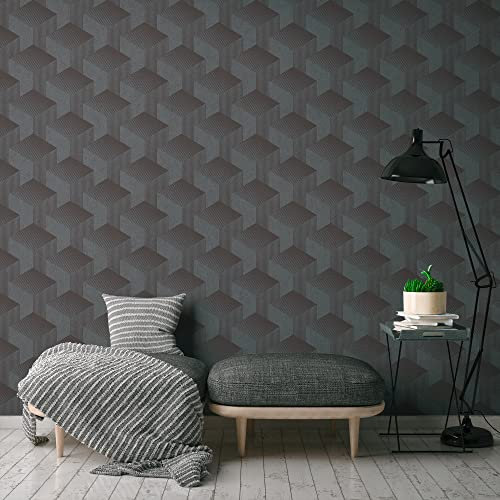 Livingwalls Premium Wall 2 389633 Papier peint non tissé Gris foncé 10,05 m x 0,53 m Fabriqué en Allemagne
