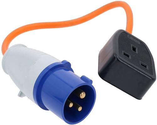 Xtremeauto Fly Lead 16amp To 13amp Adapter - 110v To 240v Converter 16 amp Plug To 16 amp Socket Converter Cable Hook Up Camping, Generators & Caravan Mains Hookup 250V 16A Electric 16amp Plug Sockets