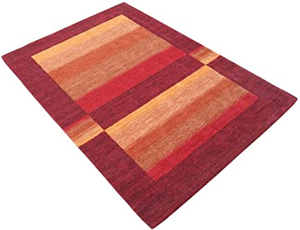 Rot Gold Beige 140X200 cm Teppich 100% Wolle Orientteppich Handgetuftet HT615