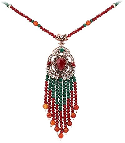 CAZARU Halskette Böhmen Lange Halskette Für Frauen Mit Steinaufhängungen Quaste Anhänger Halskette Vintage Jewerly 2021 Neu,Halskette
