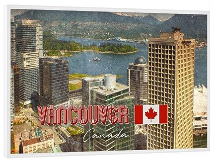 artboxONE Poster mit weißem Rahmen 18x13 cm Städte Vancouver, Vintage - Bild Vancouver Canada Fahne