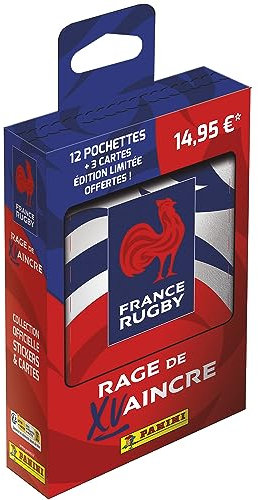 Panini Rugby Equipe de France - Rage de Vaincre Boîte Métal 12 Pochettes + 3 Cartes Edition Limitée