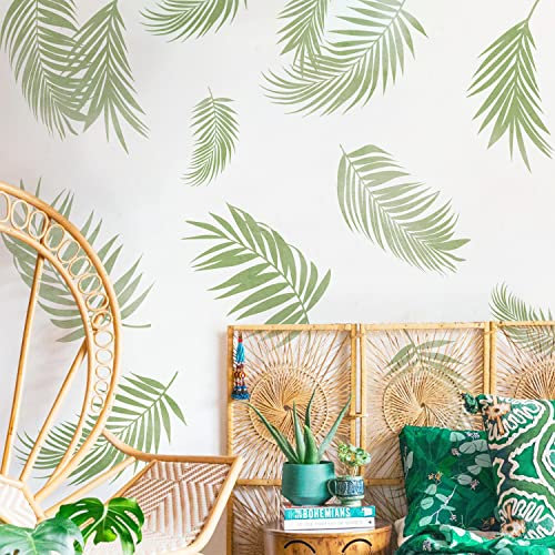 Neukids 3pcs 38×150 cm Groß Wandtattoo Pflanzen,Boho Palmen Blätter Wandaufkleber,Blätter wand aufkleber dekoration,Wandsticker Wohnzimmer Schlafzimmer Büro Sofa Flur wanddeko grün