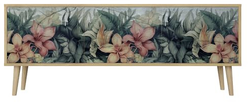 HEALANCY Mobile TV Mobile Porta Televisore a 3 ante Tavolo da Soggiorno TV Soggiorno Armadio Moderno per TV Porta TV con mobili contenitori Mensola TV Design moderno