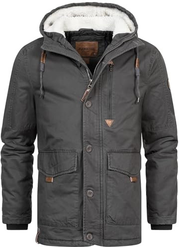 Indicode Herren INCrossing Winterjacke mit Kapuze gefüttert | Herrenjacke Wintermantel Parka Männer Dk Grey, XL
