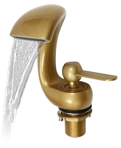 Wasserhahn Wasserfall Badarmatur Gold Niederdruck Ein sanfter Wasserfluss Glatte abgerundete Kanten Bad Wasserhahn Einhebelmischer Waschtischarmatur Waschbeckenarmatur Wasserboiler