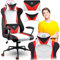 Sofotel Gaming Stuhl Ergonomisch Sessel Schreibtischstuhl Verstellbar Kopfstütze Lendenwirbelstütze Armlehnen SoftUp SoftSwing Kunstleder Herausnehmbare Kissen Miss Fortune Weiß Rot Schwarz