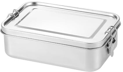Palmcee Stainless Steel Lunch Box, 850ML Bento Box with Lock Clip, Leak-Proof Portable Food Storage Container for Salad Sandwich, Lunchbox for Adults Kids Camping Travel School Work