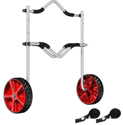 SPORTNOW Carrello Porta Kayak con Altezza e Larghezza Regolabili su 3 Livelli, Carrello Porta Canoa e SUP in Alluminio