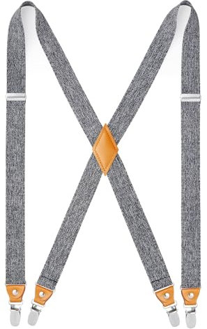 HISDERN Hosenträger für Herren Breit 2.5 cm mit sehr Starken 4 Metall Clip Elastisch and Verstellbar Männer Hosenträger X-Form