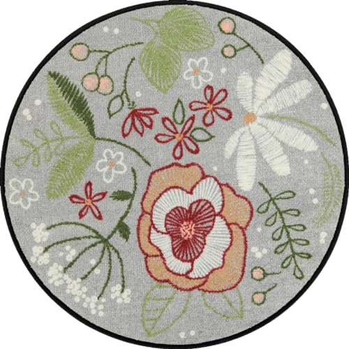 Salonloewe Fußmatte R85 cm Stitch Flowers Fußabtreter, innen, außen, Schmutzfangmatte, Sauberlauf-Teppich, SLD3002-R85